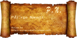 Pörge Nanett névjegykártya